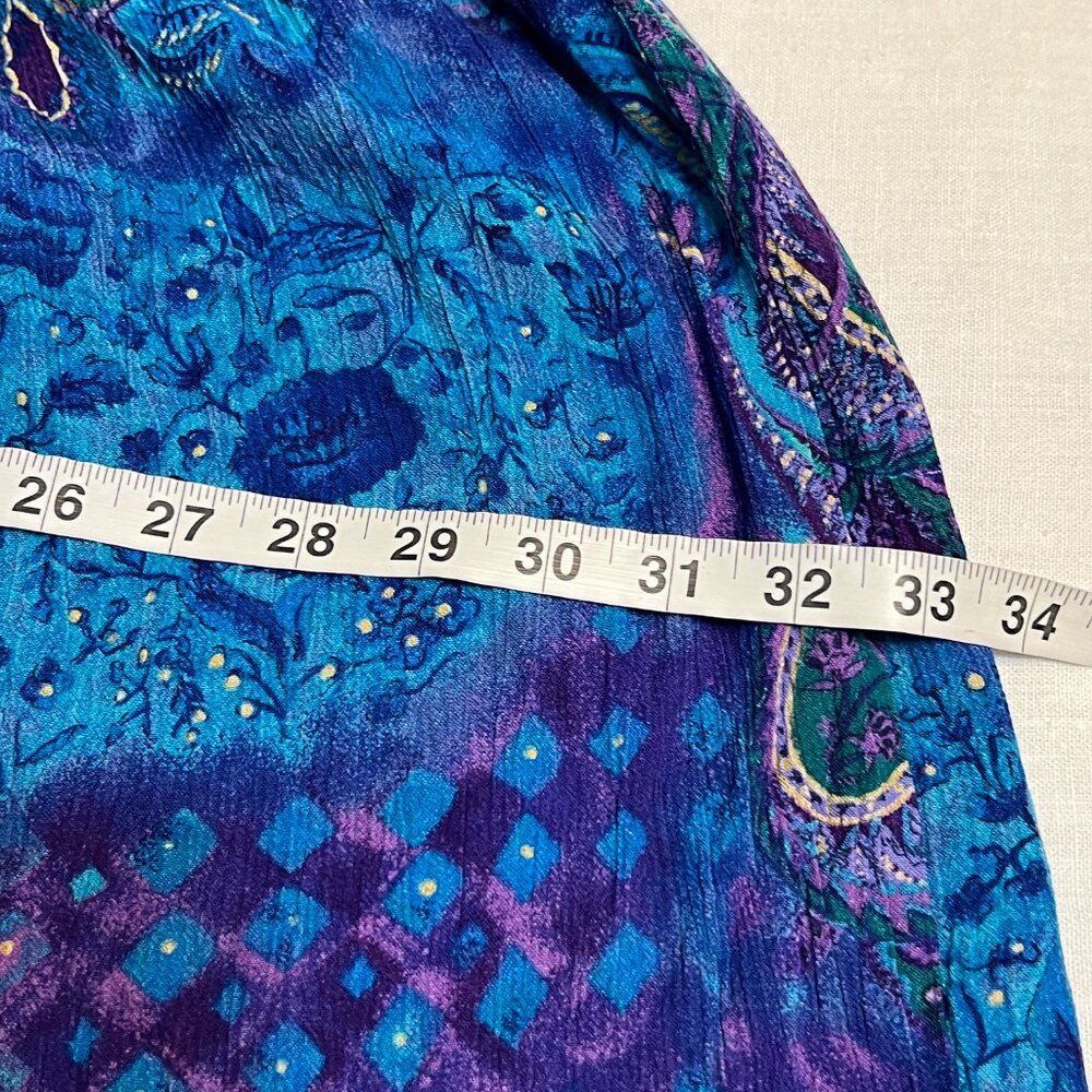 Vintage MORE JAZZ Women's Midi Dress Blue Smocked Short Sleeve Size 1X - Picture 8 of 10